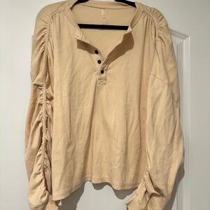 Women's Beige Button-Up Top